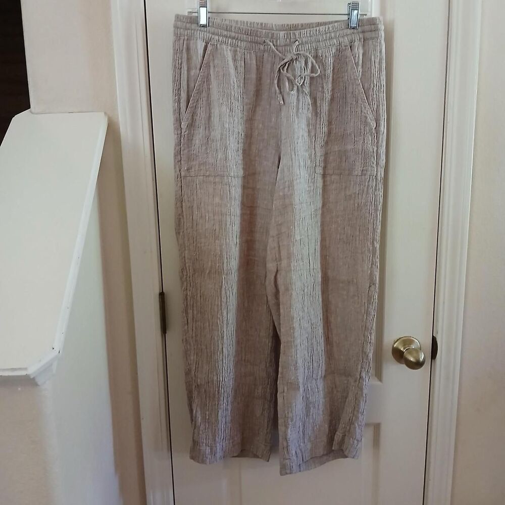 Pure Jill linen cotton blend wide leg pants S coastal old money quiet luxury